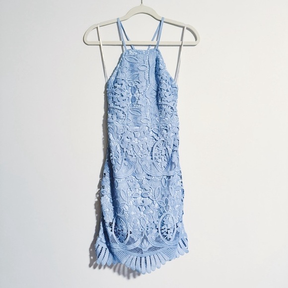 Lovers + Friends - Sky Blue Floral Overlay Dress - Picture 2 of 5